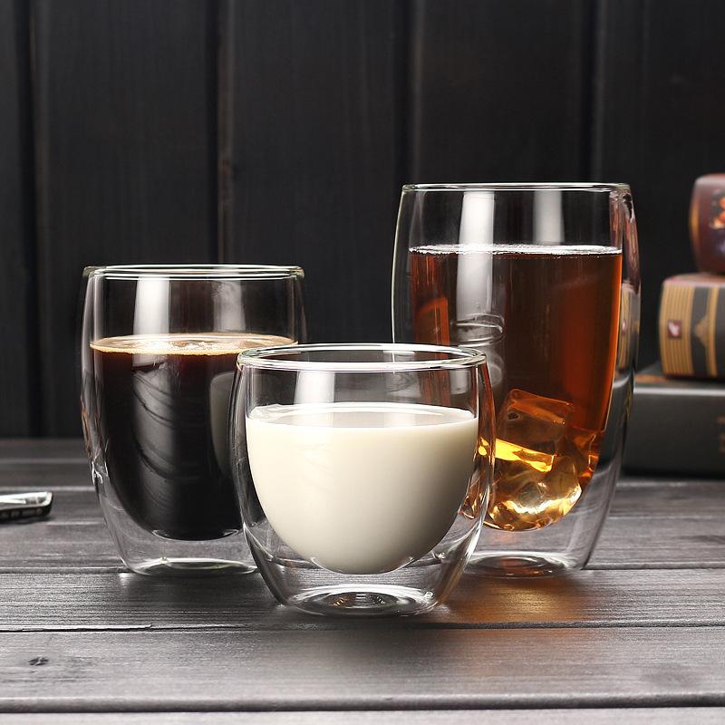 factory wholesale high borosilicate glasses double transparent glass cup thermal insulation thickening coffee cup milk juice cup