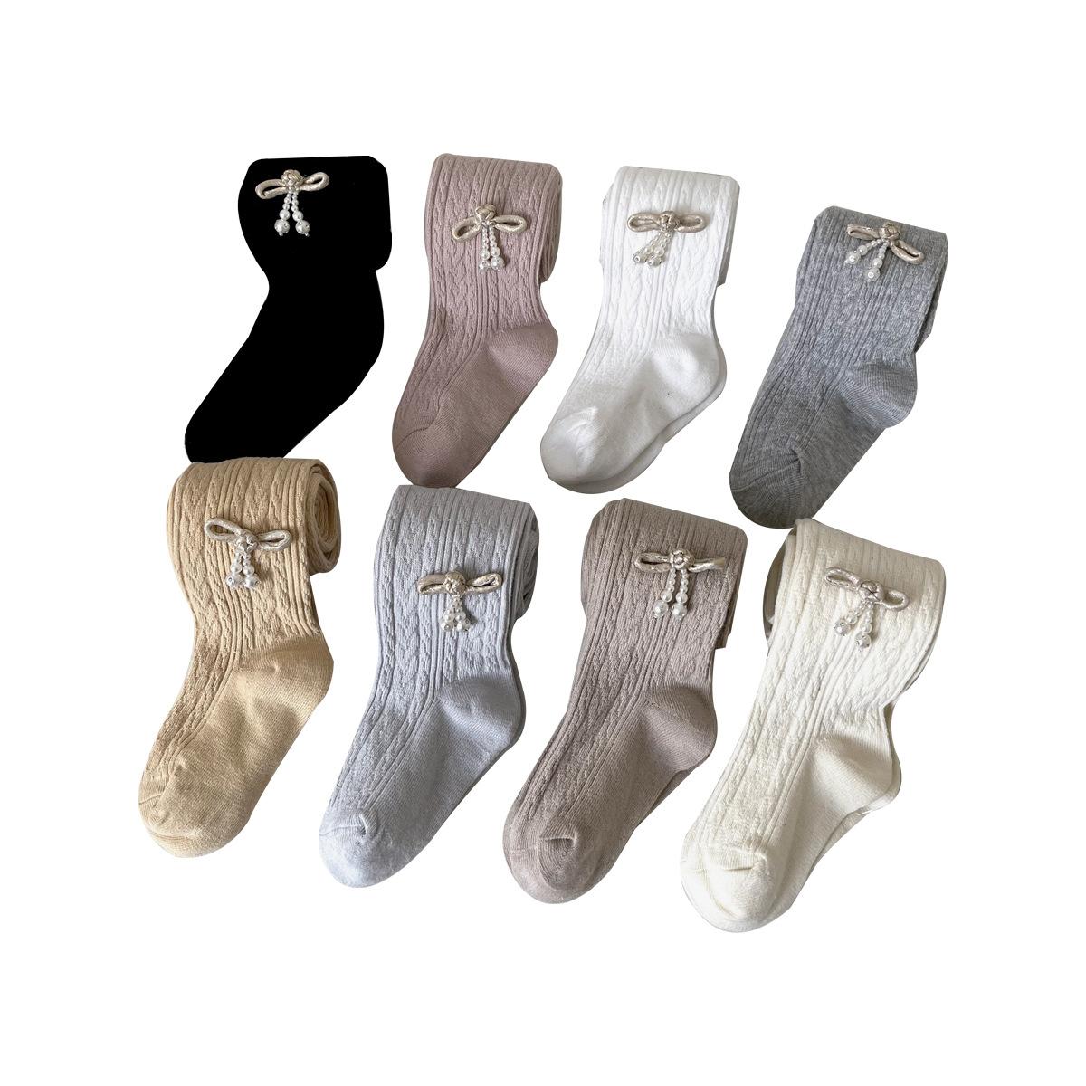new children's leggings spring and autumn outer wear girls' pantyhose knitted all-matching baby girl socks cropped pants Item Picture