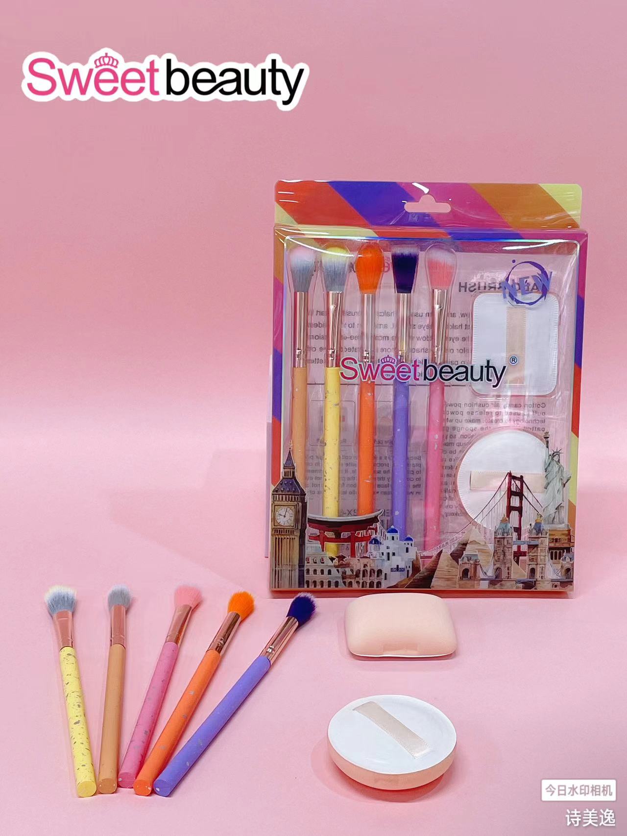 5支化妆刷+2个棉花糖粉扑详情图2