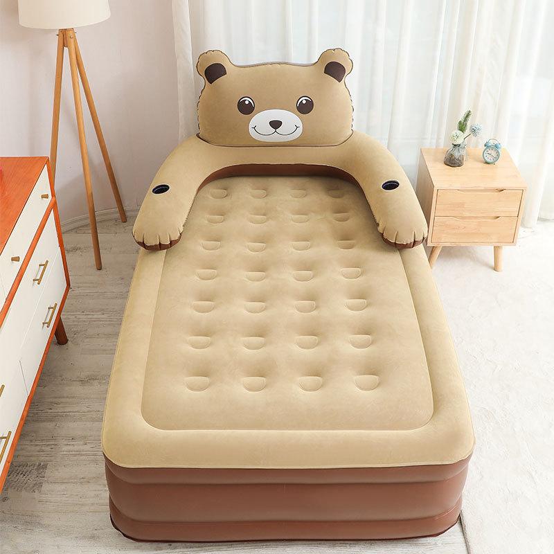 factory direct sales bear airbed double home portable floatation bed single brown air bed floor shop