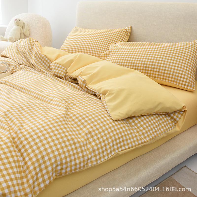 loka cotton japanese style non-printed style simple thickened brushed plaid single quilt cover student dormitory single bed supplies