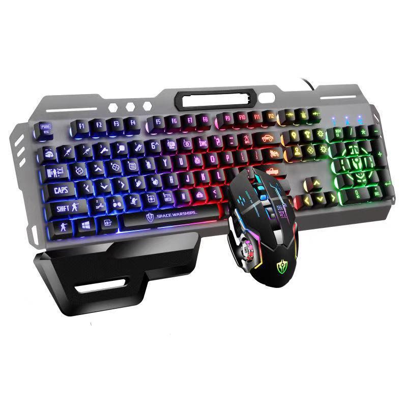 vanity with hand rest usb port luminous metal game mechanical feeling knob gaming keyboard mouse cross-border suit details Picture