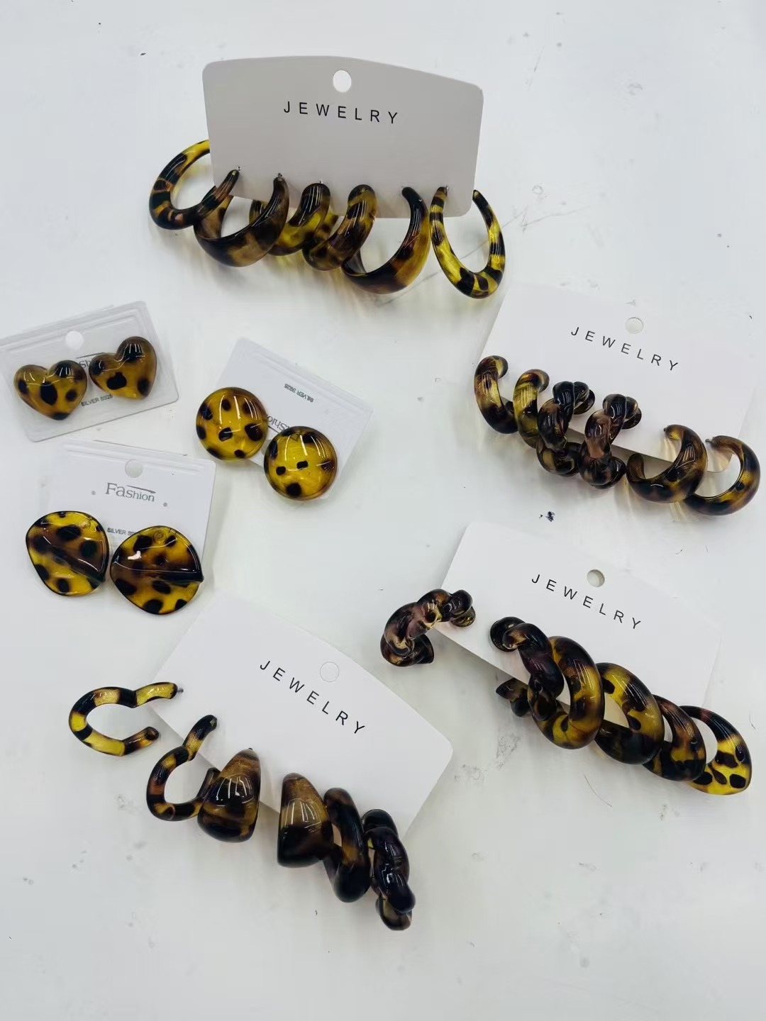 秋冬复古豹纹多款耳环亚克力个性潮百搭显脸瘦琥珀气质美拉德饰品