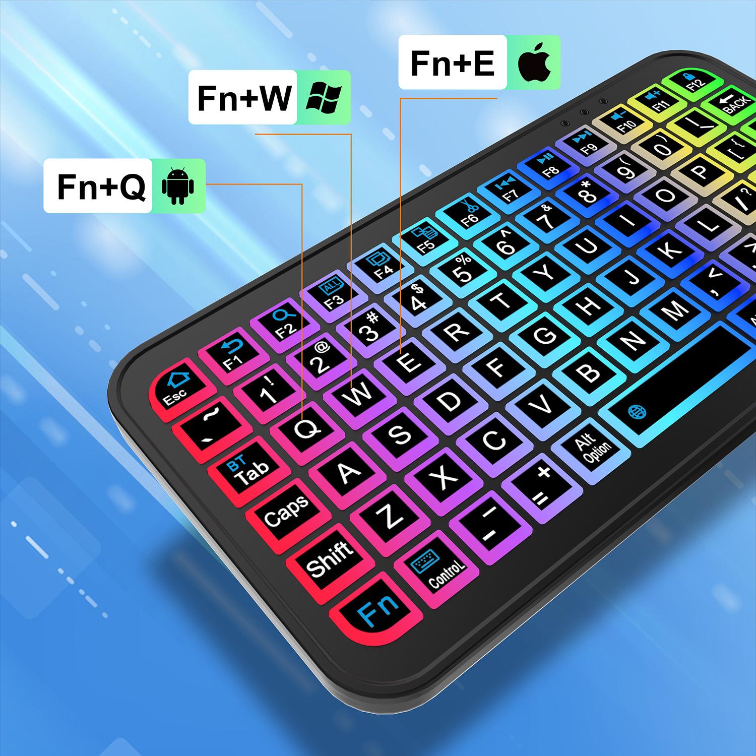 new arrival hot sale wireless bluetooth keyboard phablet laptop compatible portable color backlit keyboard full figure