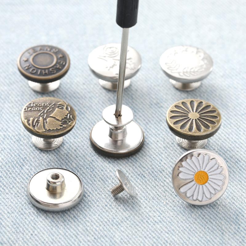 Flat Nail-Free Button Detachable Denim Pants Waist Big Change Small Adjustable Waist Shaping Artifact Metal Waist Shaping Artifact