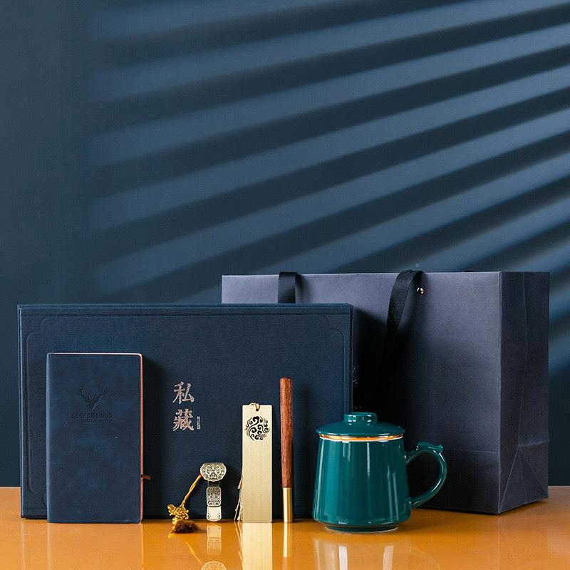 complete set of ceramic mug office cup notebook pack gift office cup tea water separation business teaware gifts