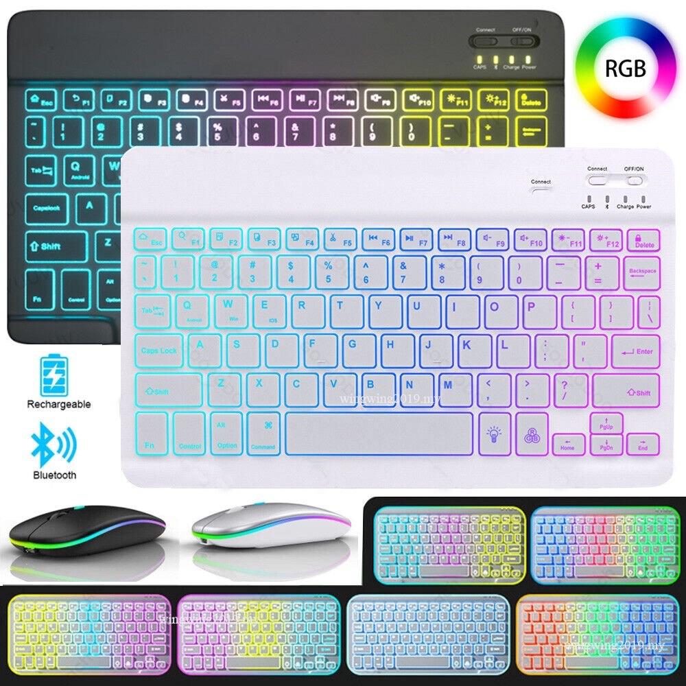 Backlit Bluetooth Keyboard Mouse for Ipad Tablet Magic Control Keyboard 10-Inch Colorful Light Luminous Bluetooth full figure