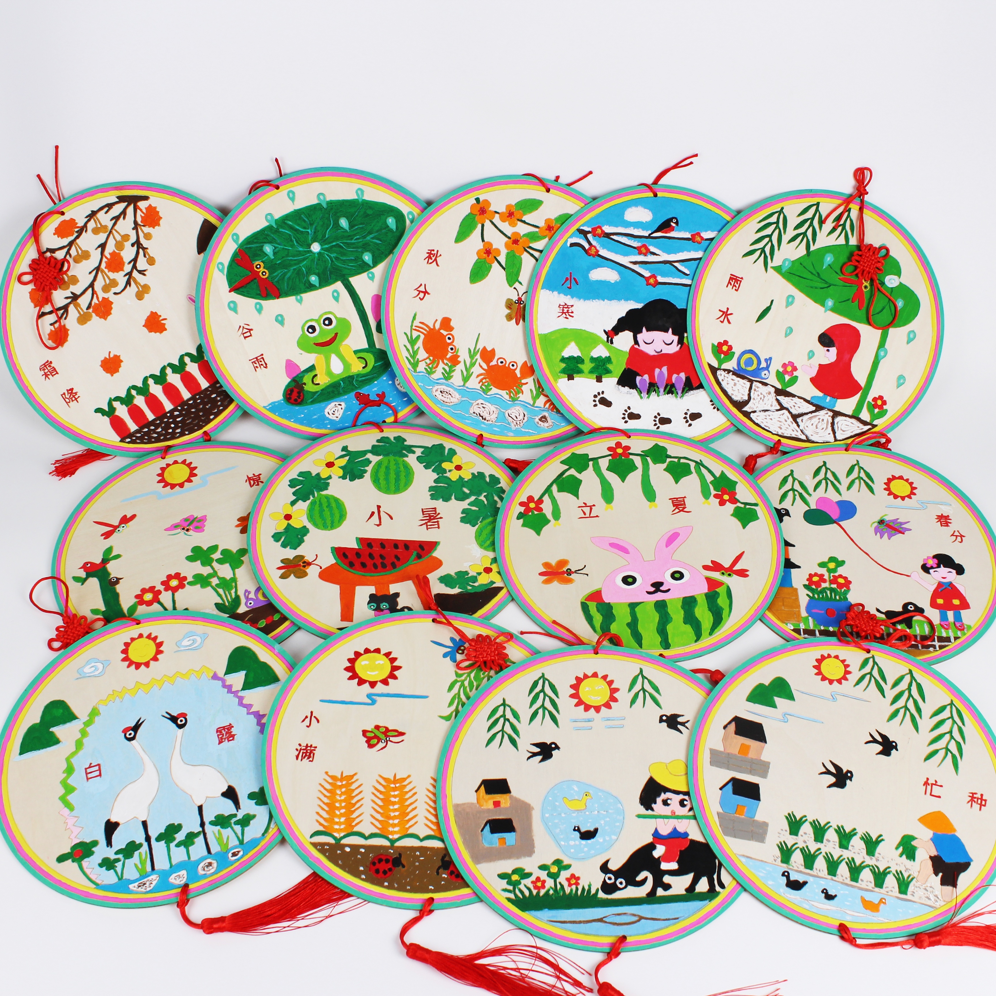 幼儿园亲子活动24节气diy手工涂色木质挂饰团建暖场详情8