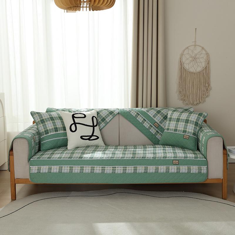 plaid sofa cover cotton breathable sofa cover four seasons dustproof and dirty sofa cushion combination wholesale