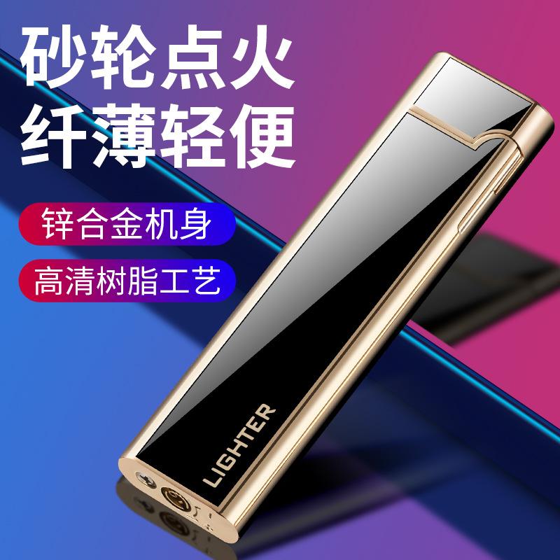 good-looking slim and compact portable grinding wheel oblique fire gas lighters personalized gift can be put into cigarette box