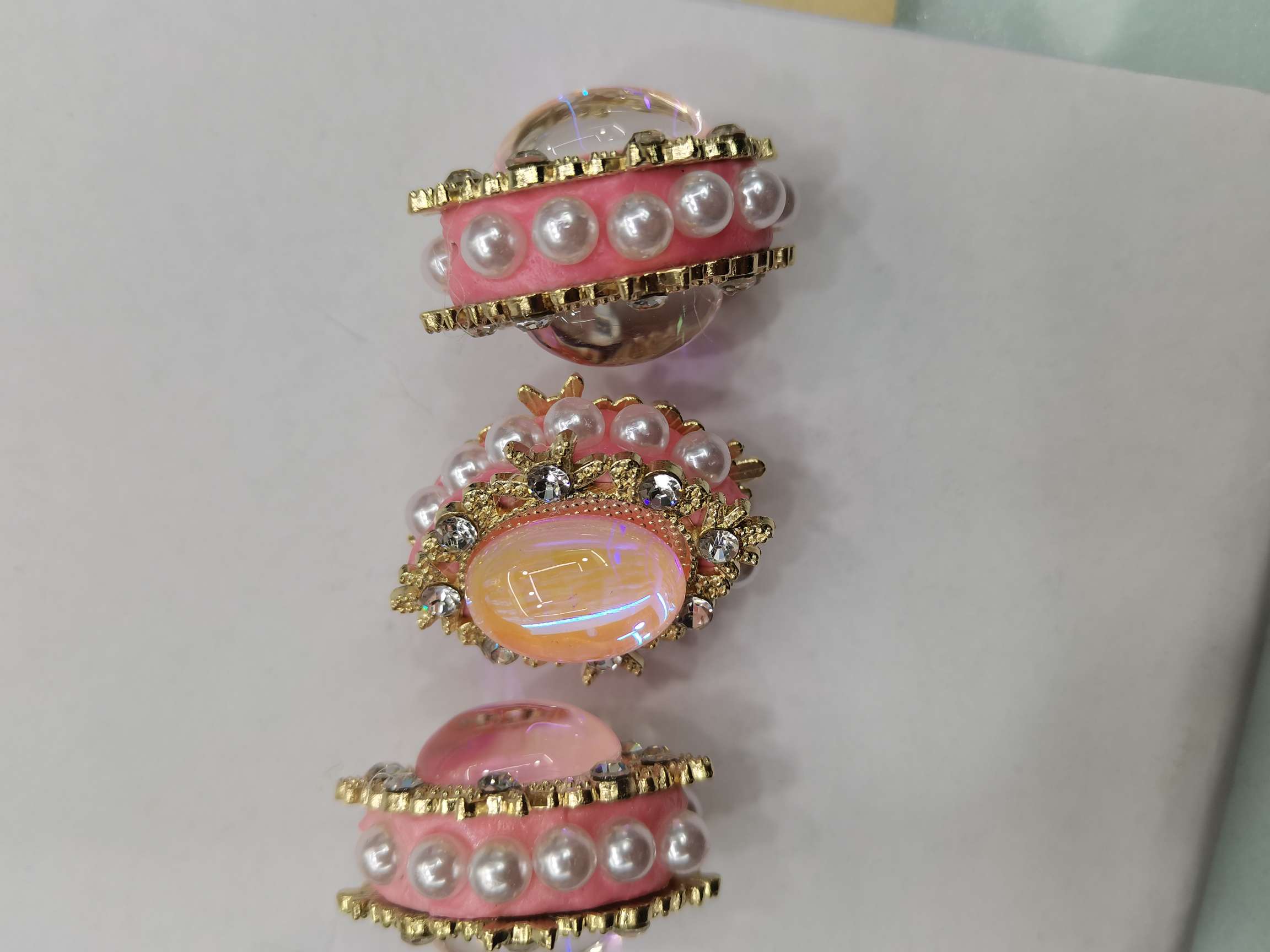 Sky Mirror (Elliptical Alloy Light Pink Crystal Pearl Jewelry) details Picture