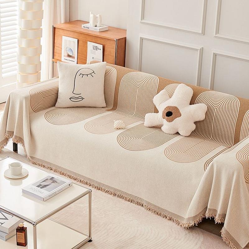 Ins High-Grade Geometric Modern Sofa Cover Chenille Sofa Towel Anti-Scratching Sofa Cover Four Seasons Universal