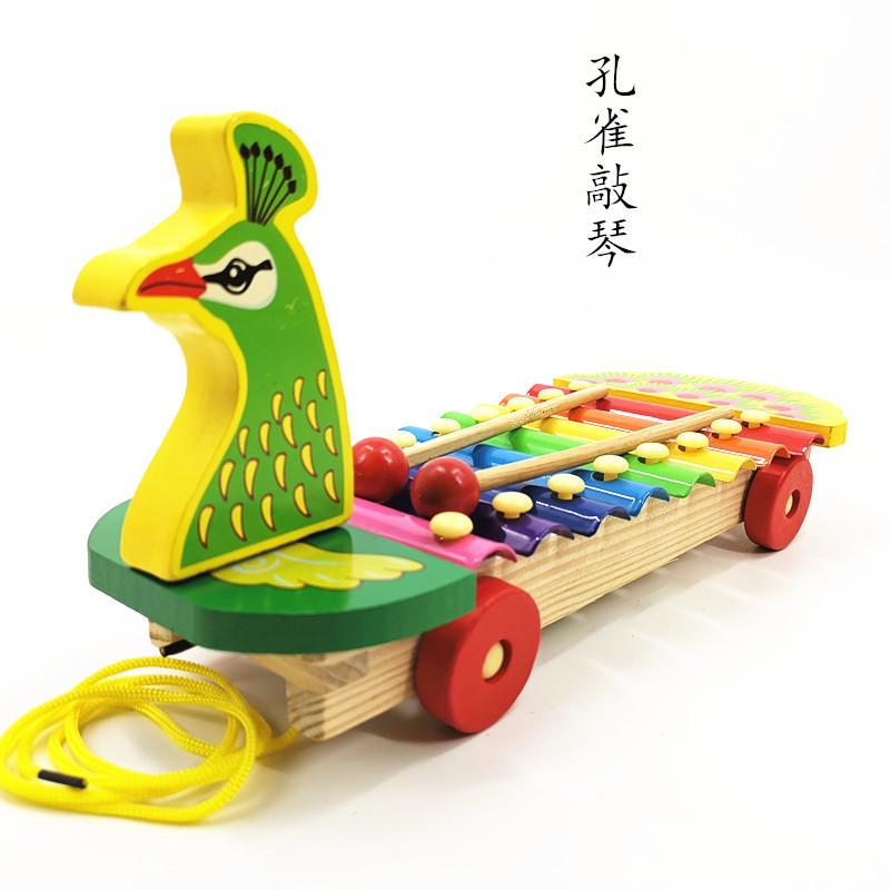 wooden peacock percussion piano tabor percussion piano educational music toy children's music box toy piano teaching aids