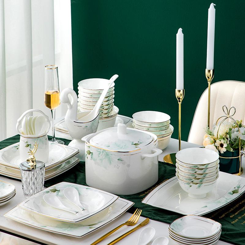 bowl and dish set household jingdezhen bone china tableware suit ceramic european style bowl and dish tableware gift set wholesale