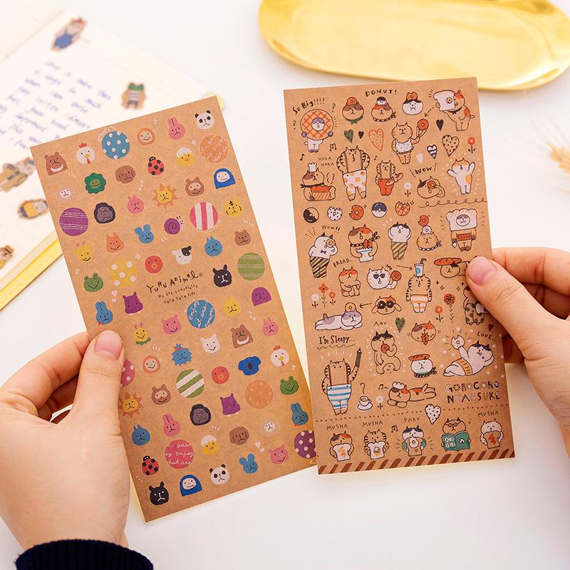 japanese kraft paper sticker vintage journal collage material cartoon animal album diary journal decoration