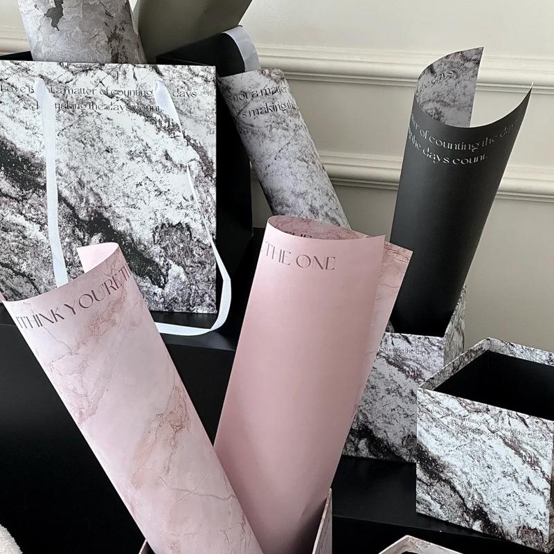 tanxi bouquet wrapping paper oil painting starry sky dark plum purple sauce flowers wrapping paper material flower shop rose wrapping paper