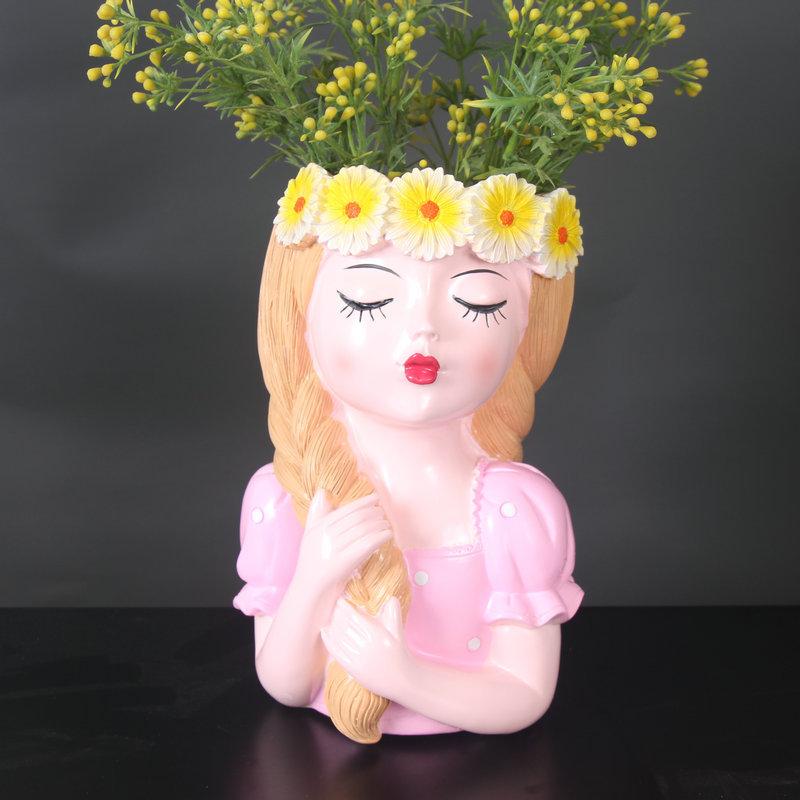 girl fairy flower creative succulent flower pot small fresh vase living room tv cabinet dried flower decoration resin decorations details Picture