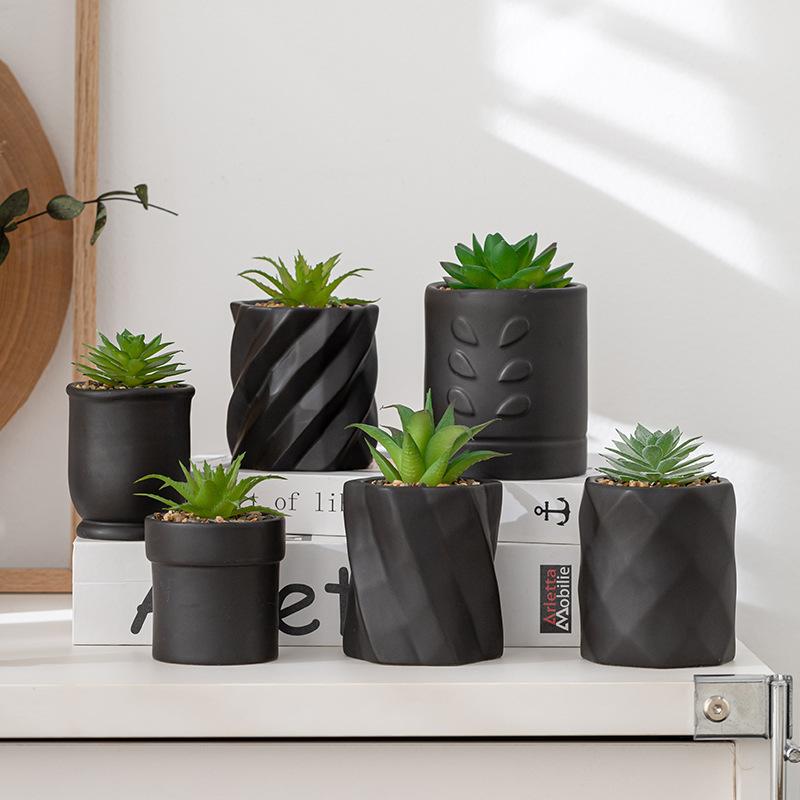 one piece free shipping ceramic succulent flower pot home creative desktop green plant small flower pot shaped succulents ceramic basin wholesale