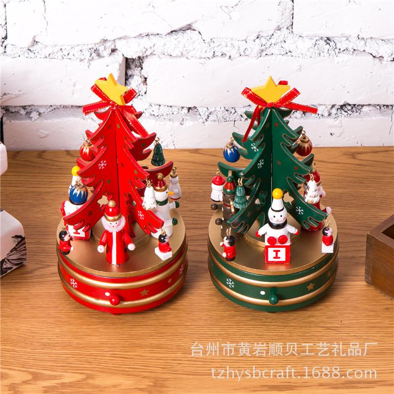 wooden christmas tree with pendant clockwork music box music bell music box manufacturers