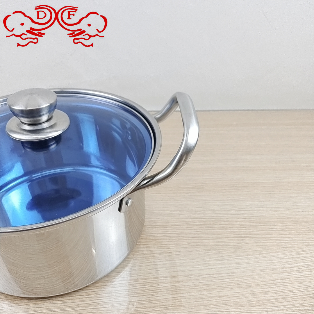 DFDF99124 Stainless steel pot double bottom cookware Glass lid large stockpot steamer wide edge outdoor pot DF TRADINGHOUSE Application Scenario
