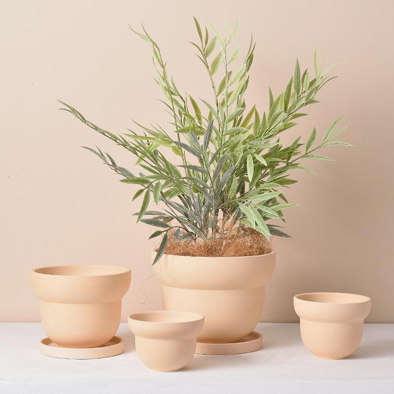 nordic simple flower pot ceramic plain burning breathable pot with holes round succulent plants pot ceramic basin vase