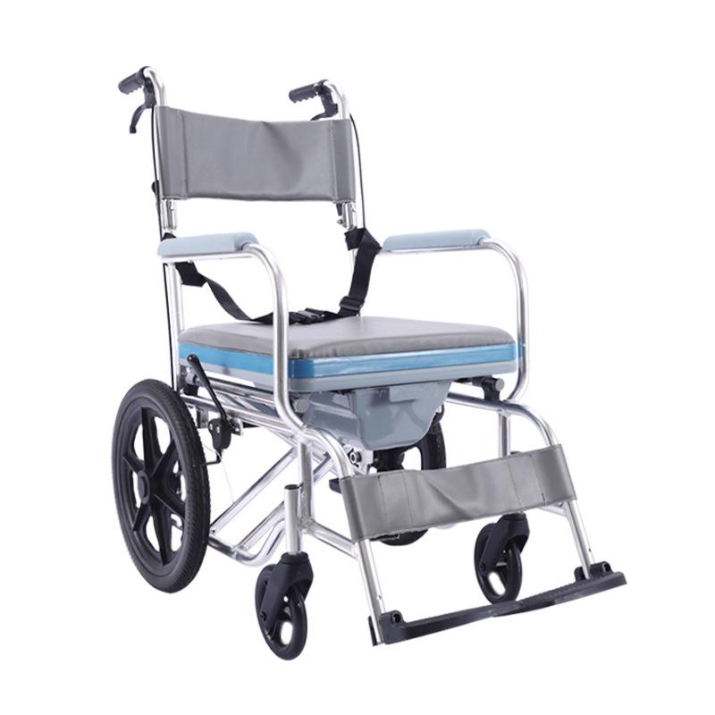 kangweichi aluminum alloy wheelchair lightweight small belt toilet multi-functional elderly portable bath wheelchair small wheel scooter