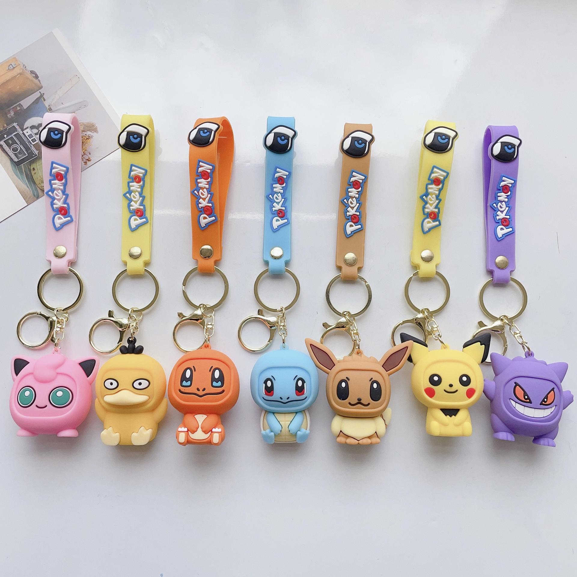 New Cartoon Q Version Pokemon Keychain Magic Baby Doll Pikachu Psyduck Pendant Gift Wholesale