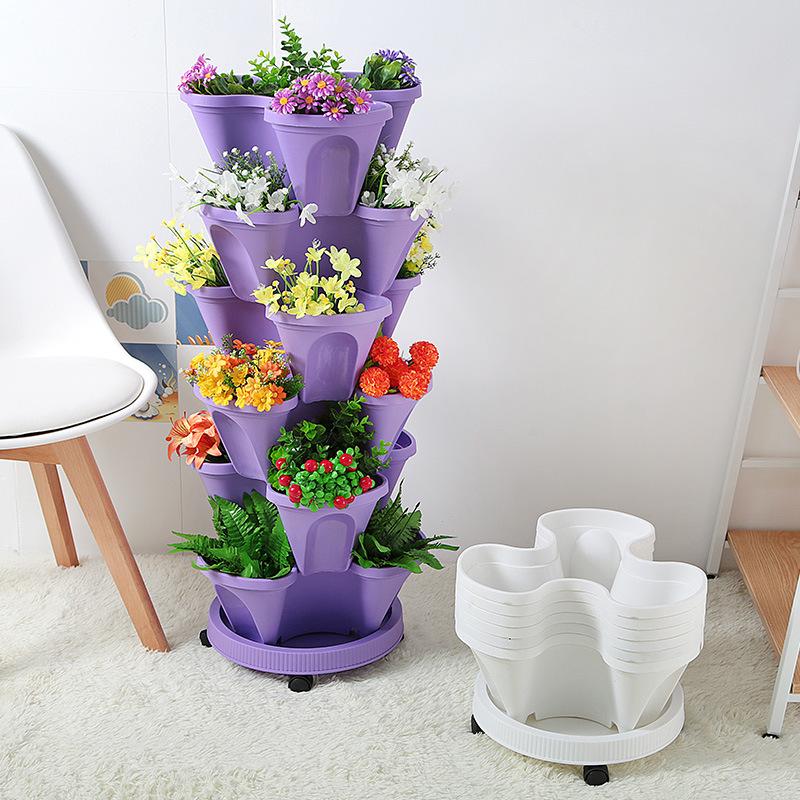 three-dimensional home multi-layer stackable pot flower pot balcony vegetable planting flower strawberry flower pot stall gardening