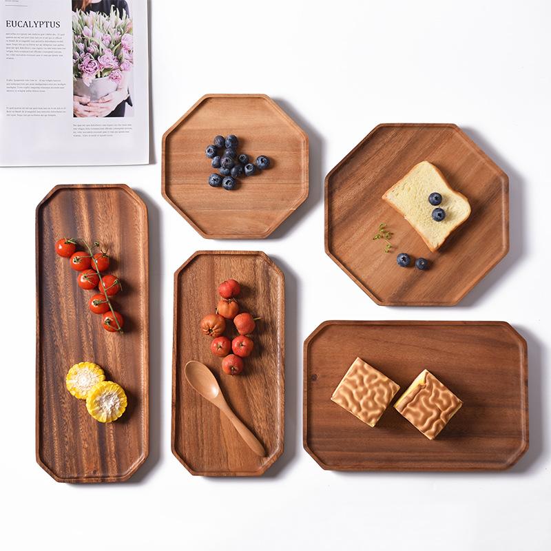 Acacia Mangium Kung Fu Tea Tray Snacks Pastry Wood Dish New Chinese Style Dangling Octagonal Wood Pallet