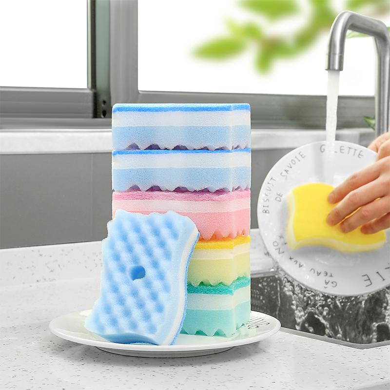 s-type wave moisturizing scouring sponge kitchen absorbent rag brush pot spong mop color cleaning dishcloth