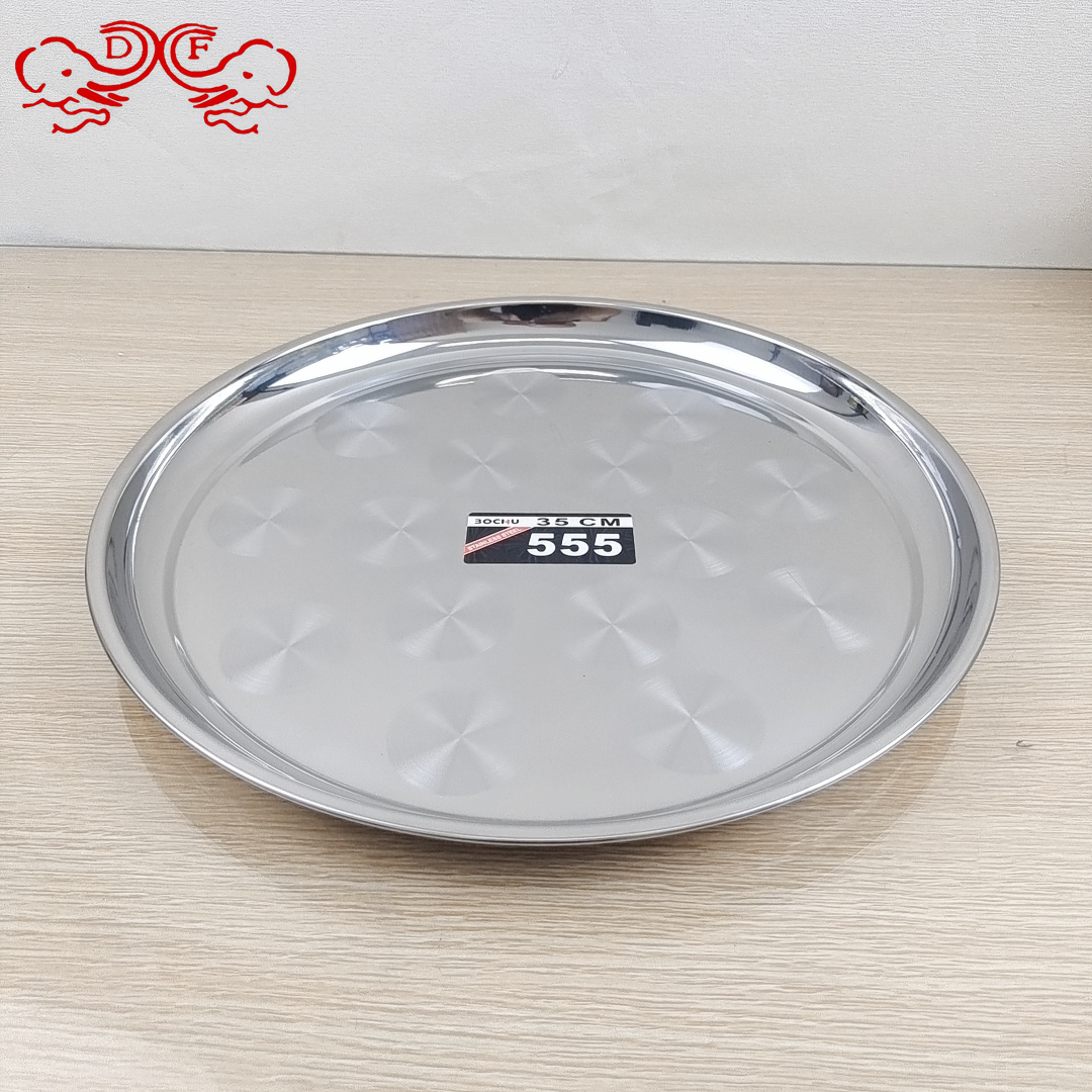 DF99021 Thickened stainless steel disc fruit plate Home inch plate barbecue plate platter Restaurant platter DF TRADINGHOUSE thumbnail