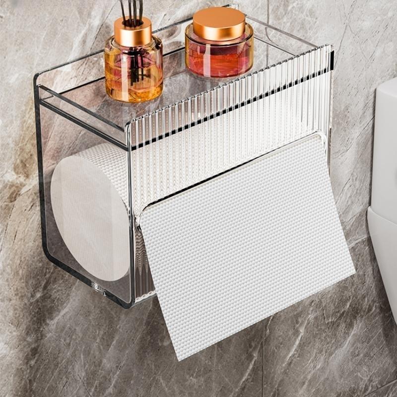 Toilet Tissue Box Household Toilet Paper Box Wall-Mounted Paper Extraction Box Toilet Storage Box Toilet Paper Rolls Storage Rack