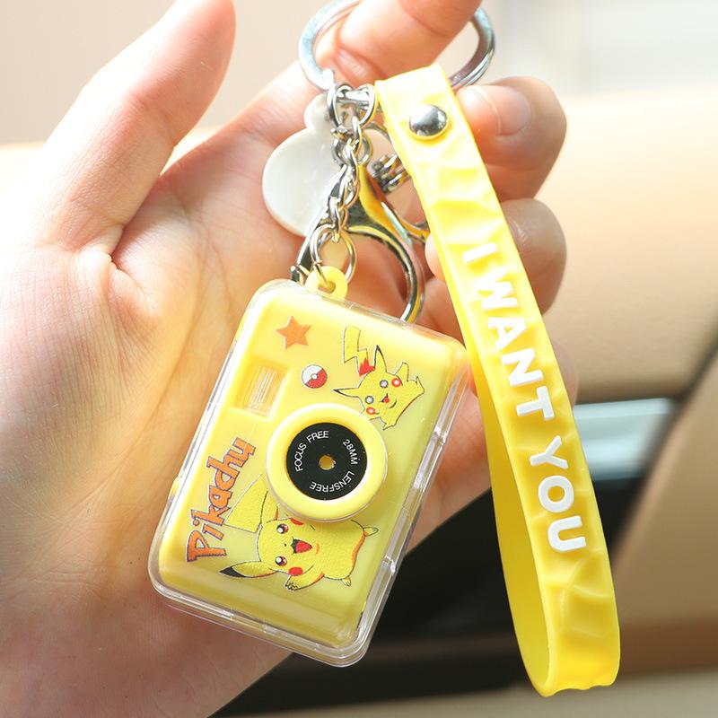 Pokemon Luminous Small Camera Pikachu Camera Necklace Pendant Luminous Camera Keychain Creative Key Ring