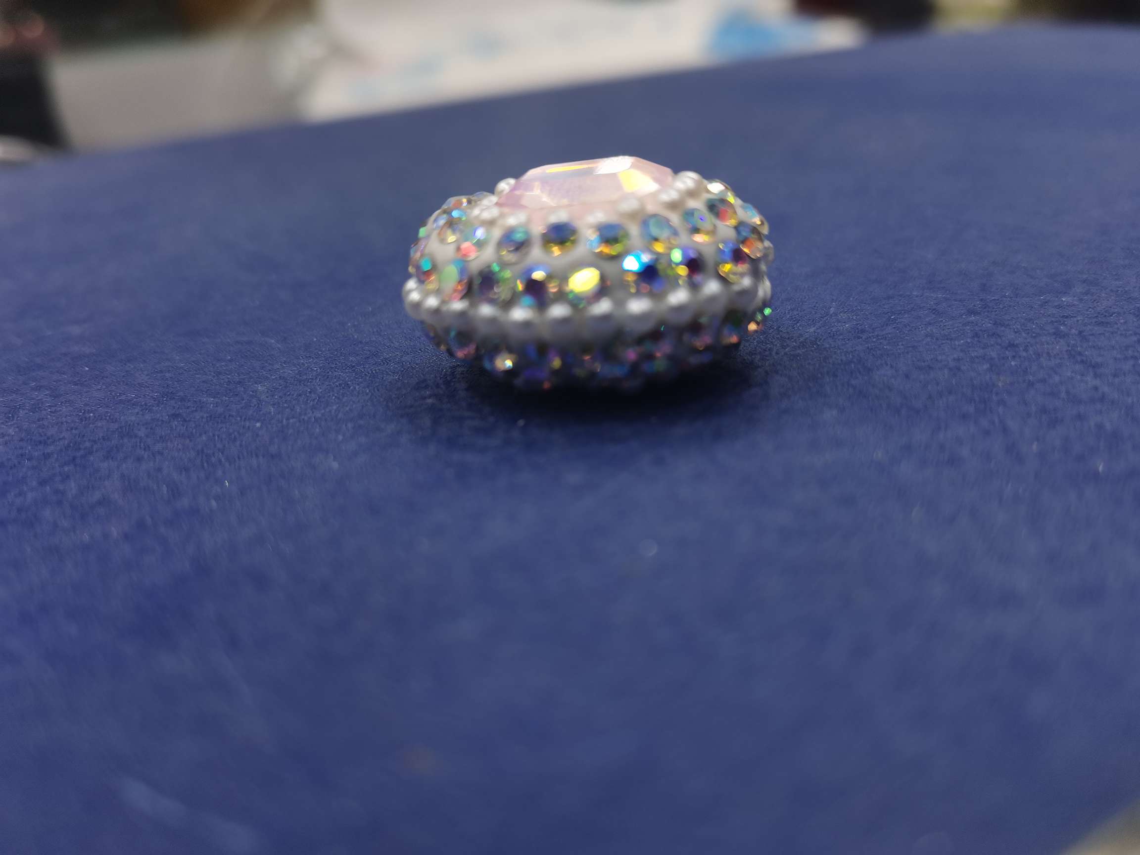 Oval flat bead soft clay rhinestone jewelry accessories details Picture