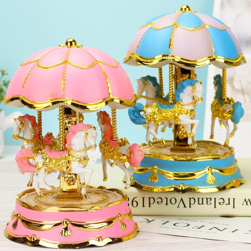 romantic colorful light dome carousel music box creative music box home decoration gift decoration