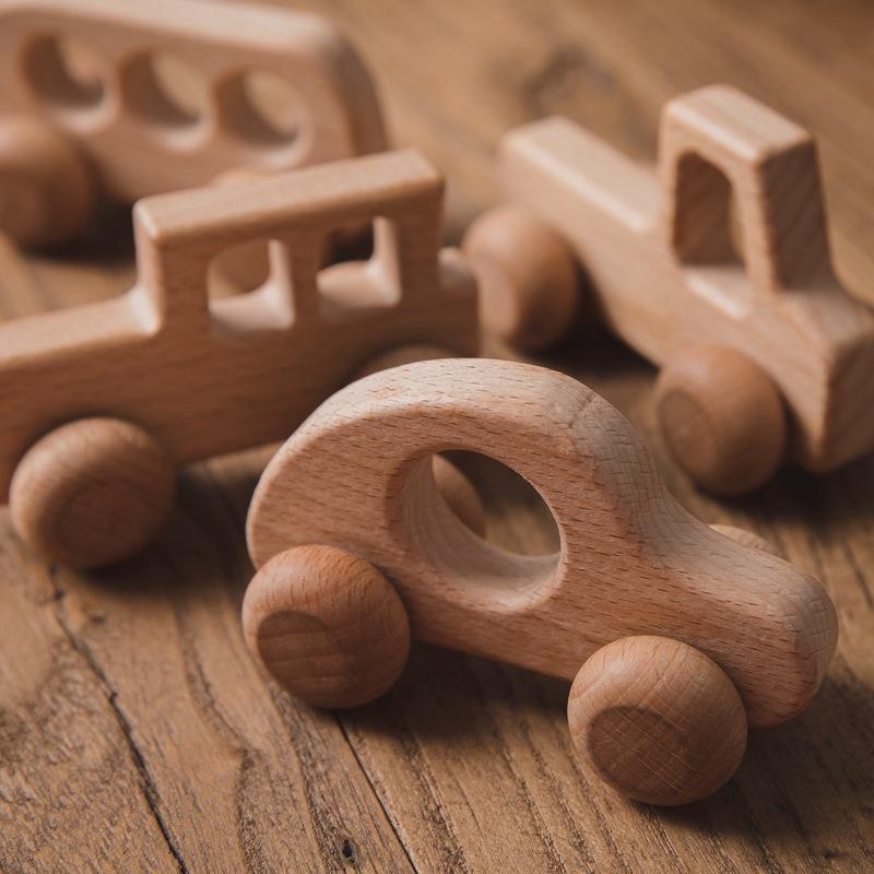 Wooden Baby Solid Wood Toy Car Grasping Hand Push Car Model Furniture Furnishing Articles Children's Toy