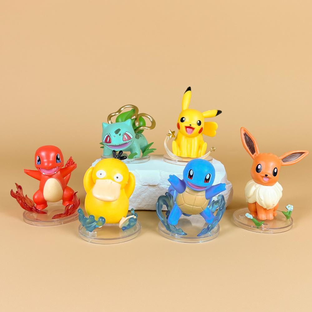 anime garage kits pokémon pickup charmander squirtle pokemon cartoon car doll ornaments