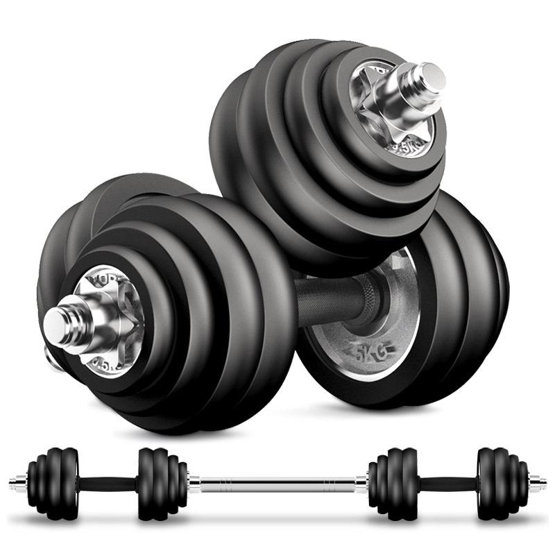 Pure Iron Solid Plating Dumbbell Rubber Lever Gear Set 15/20/30kg Men's Fitness Equipment Adjustable Dummy