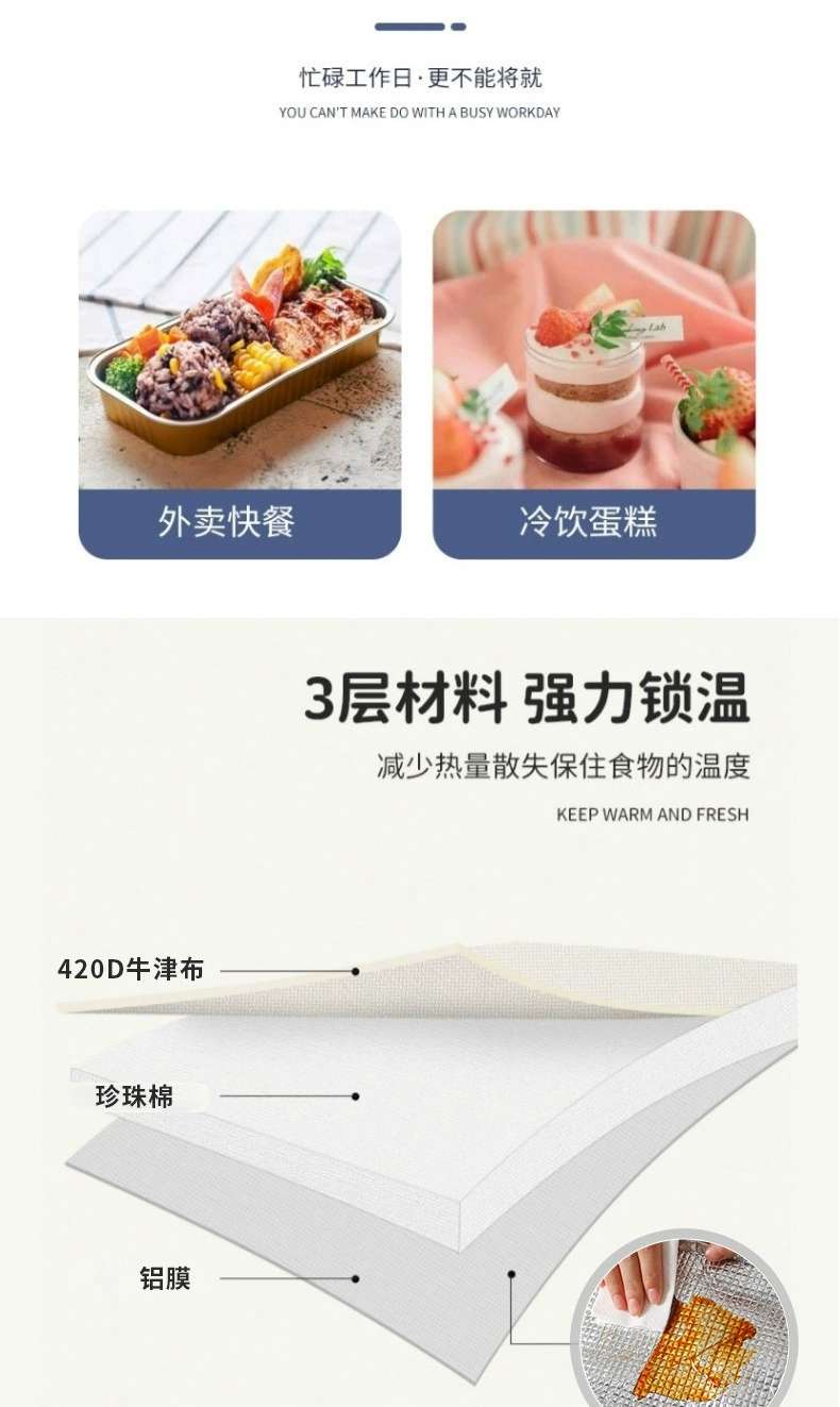 New outdoor ice packs, track-colored insulated packs, office worker and student lunch packs, picnic bento packs, hand-held meal packs detail image 8