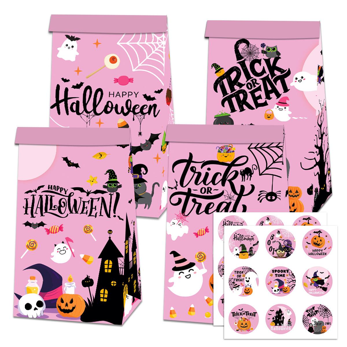 2024 new halloween candy snack paper bag cute funny sealed sticker decoration props party supplies