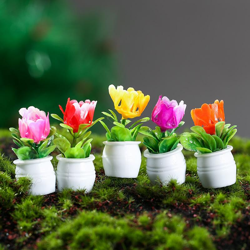 dollhouse doll house accessories mini plant model small emulational pot plant microview decoration flower pot