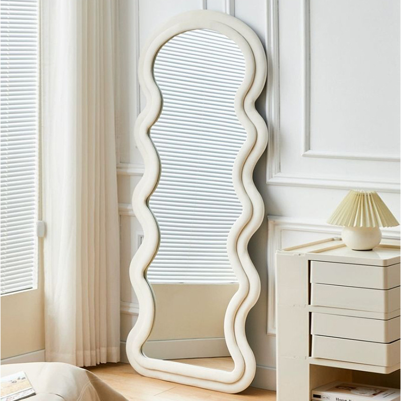 Velvet Double-Layer Wavy Floor-To-Ceiling Mirror Specification drawing