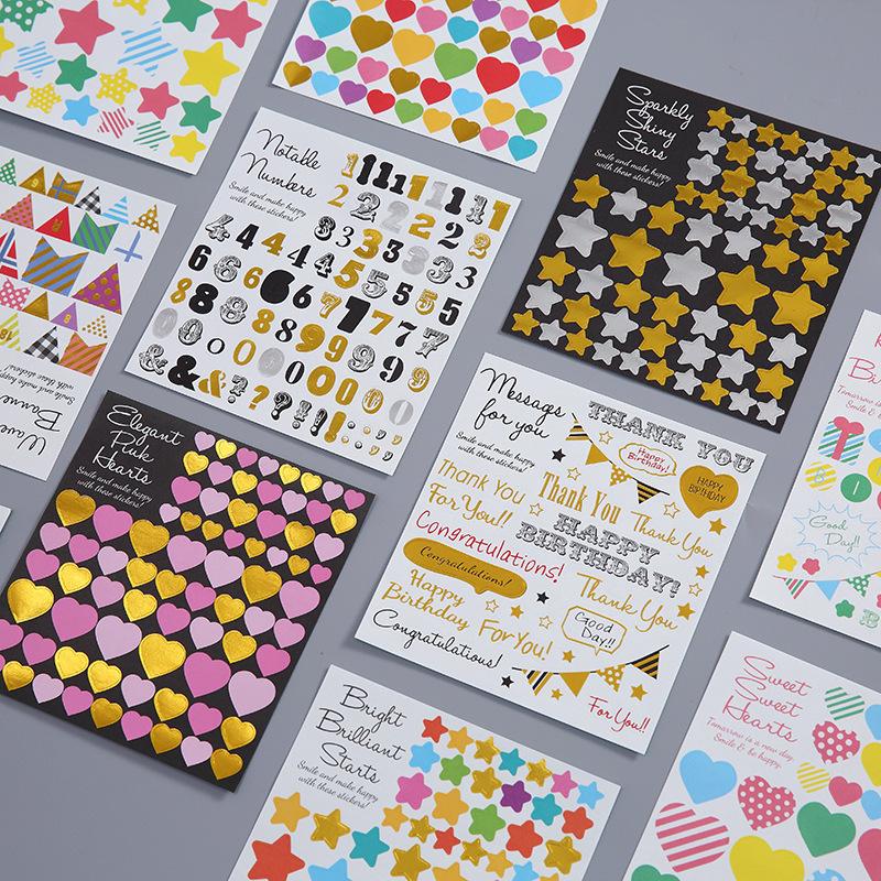 korean style cross-border hot selling stickers letters gold foil stickers journal decoration japanese stickers diy accessories
