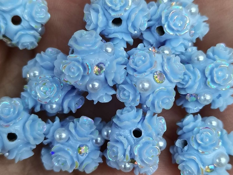Luminous 10N blue resin rose ball accessory Specification image