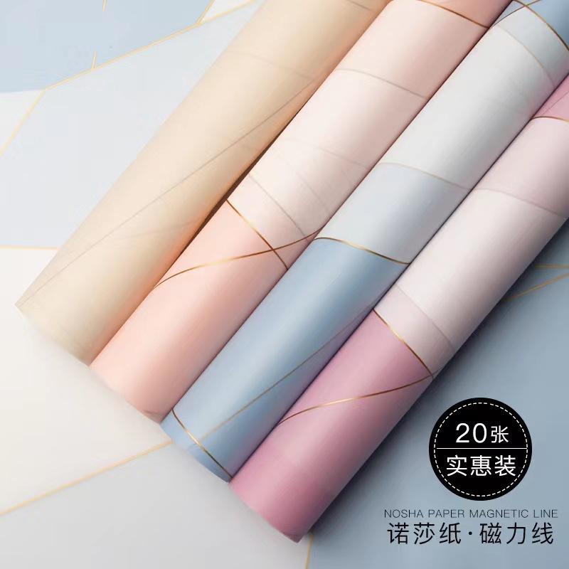 in stock qixi new flowers wrapping paper wholesale korean waterproof bouquet wrapping paper nosha paper magnetic lines of flux wholesale