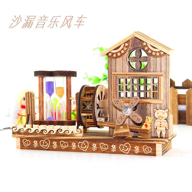 wooden music box hand-made crafts decoration creative student music box windmill boutique birthday gift hot sale thumbnail