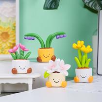 flower pot elf cute expression flower pot pot flower decoration resin mini table decoration hipster style gift