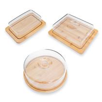 bamboo butter box with lid amazon hot transparent butter dish cheese round storage crisper cross-border