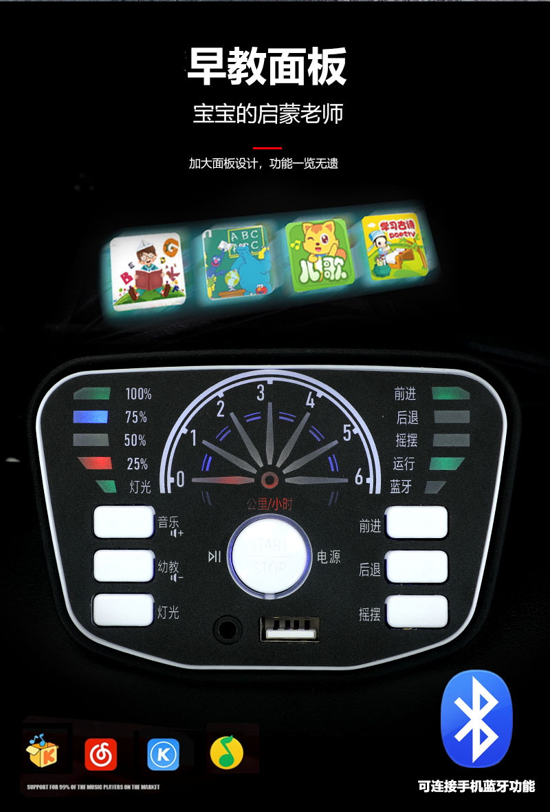 儿童电动五菱宏光汽车mini遥控四轮可坐人摇摆车童车电动车玩具车详情6