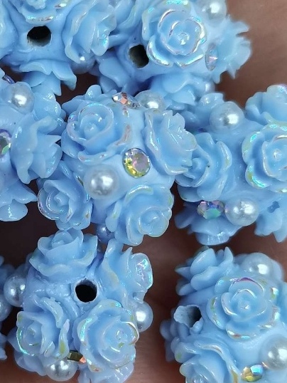 Luminous 10N blue resin rose ball accessory details Picture
